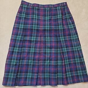 Pendleton Wool Tartan Plaid Pleated Midi Skirt Womens 30" Academia REHAB HOLES